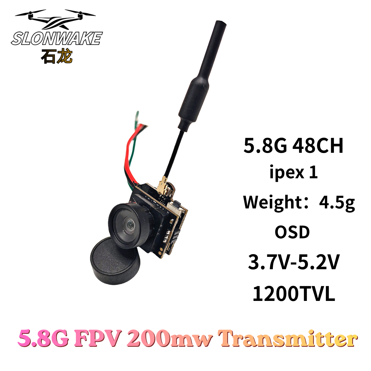 Slonwake 5.8G 48CH 200mW FPV D - Fpv Drone Vtx のレビューと価格