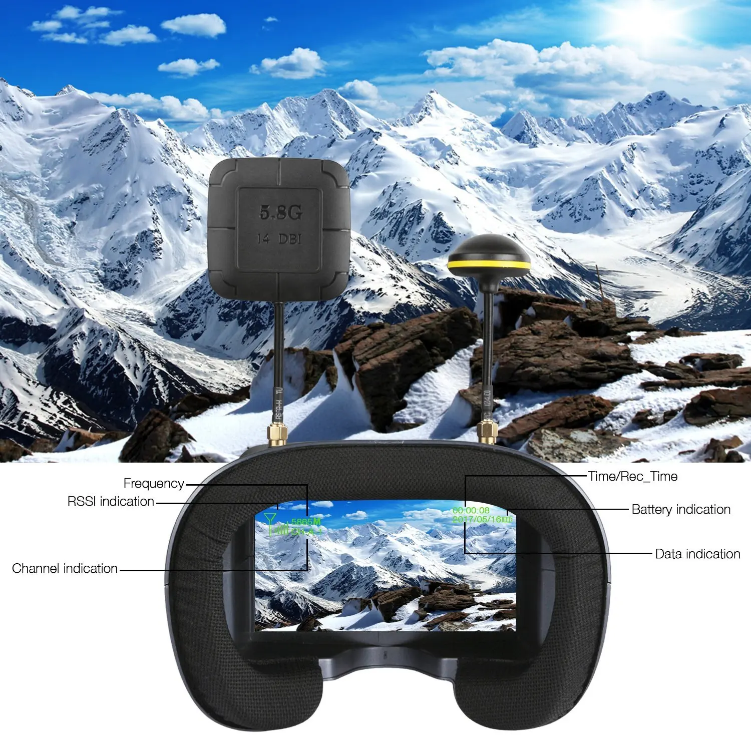 5.8G 40CH 4.3 Inch 800*480 Vid - Fpv Drone Goggles のレビューと価格