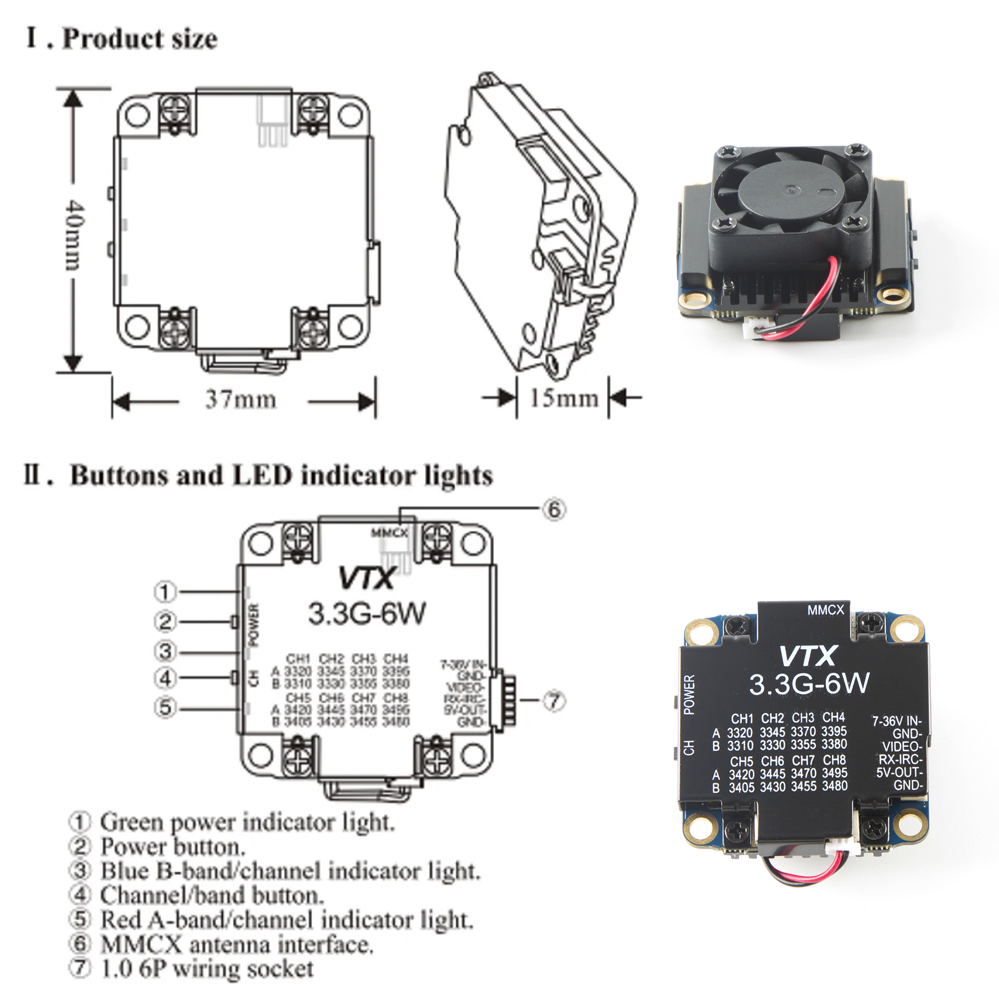 FPV Video Transmitter 3.3G 6W  - Fpv Drone Vtx のレビューと価格